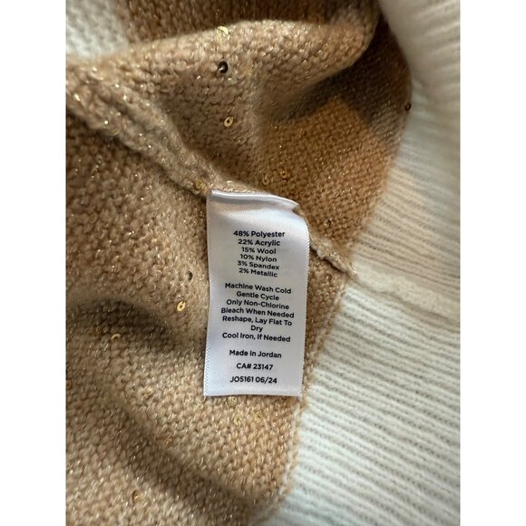 Talbots Petite Womens Striped Knit Sweater Size P Soft Turtle Neck Sequins - Picture 7 of 8